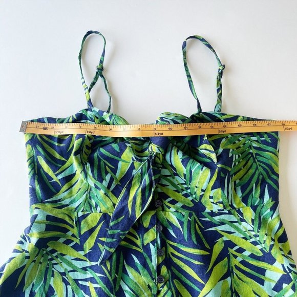 Sofia Jeans Sofia Vergara Tank Top Sz Medium Green Blue Peplum Linen Tropical - Picture 13 of 14